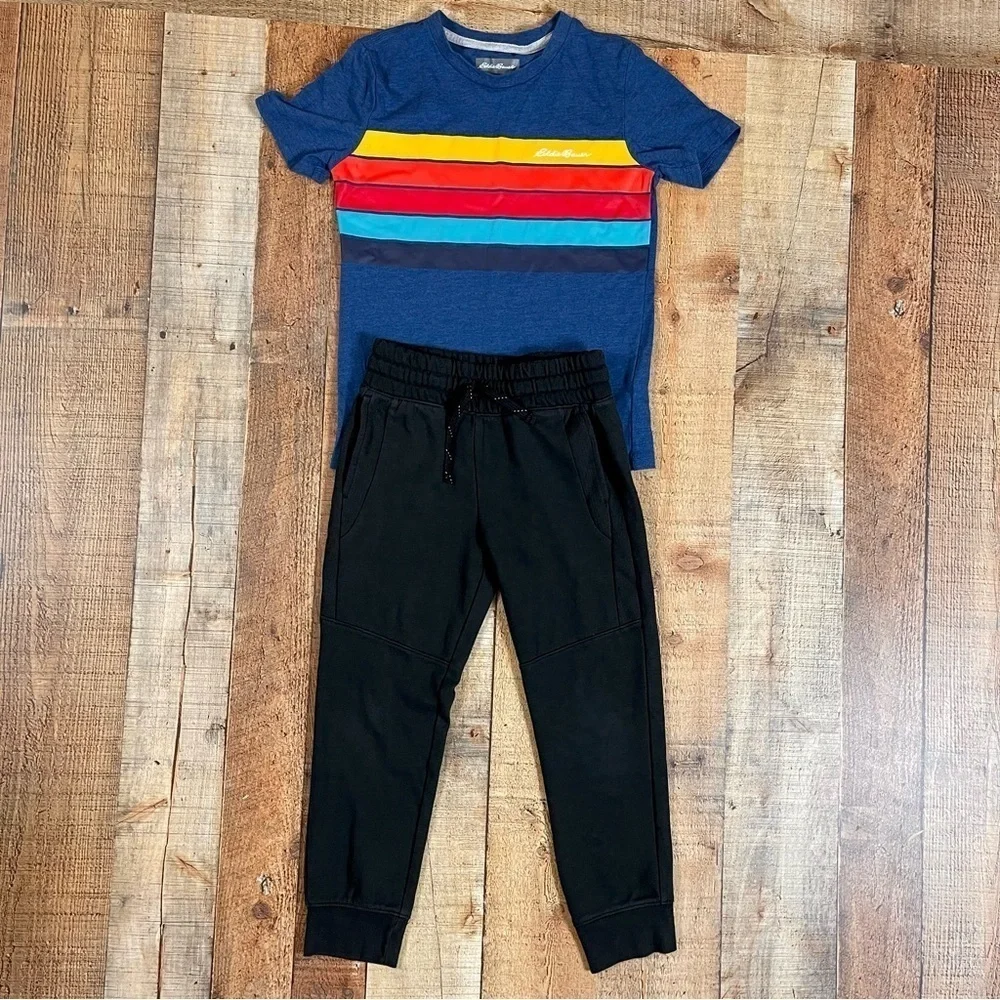 Eddie Bauer Athletic Works Rainbow Retro Outfit Size 7-8 Athletic Casual Sporty